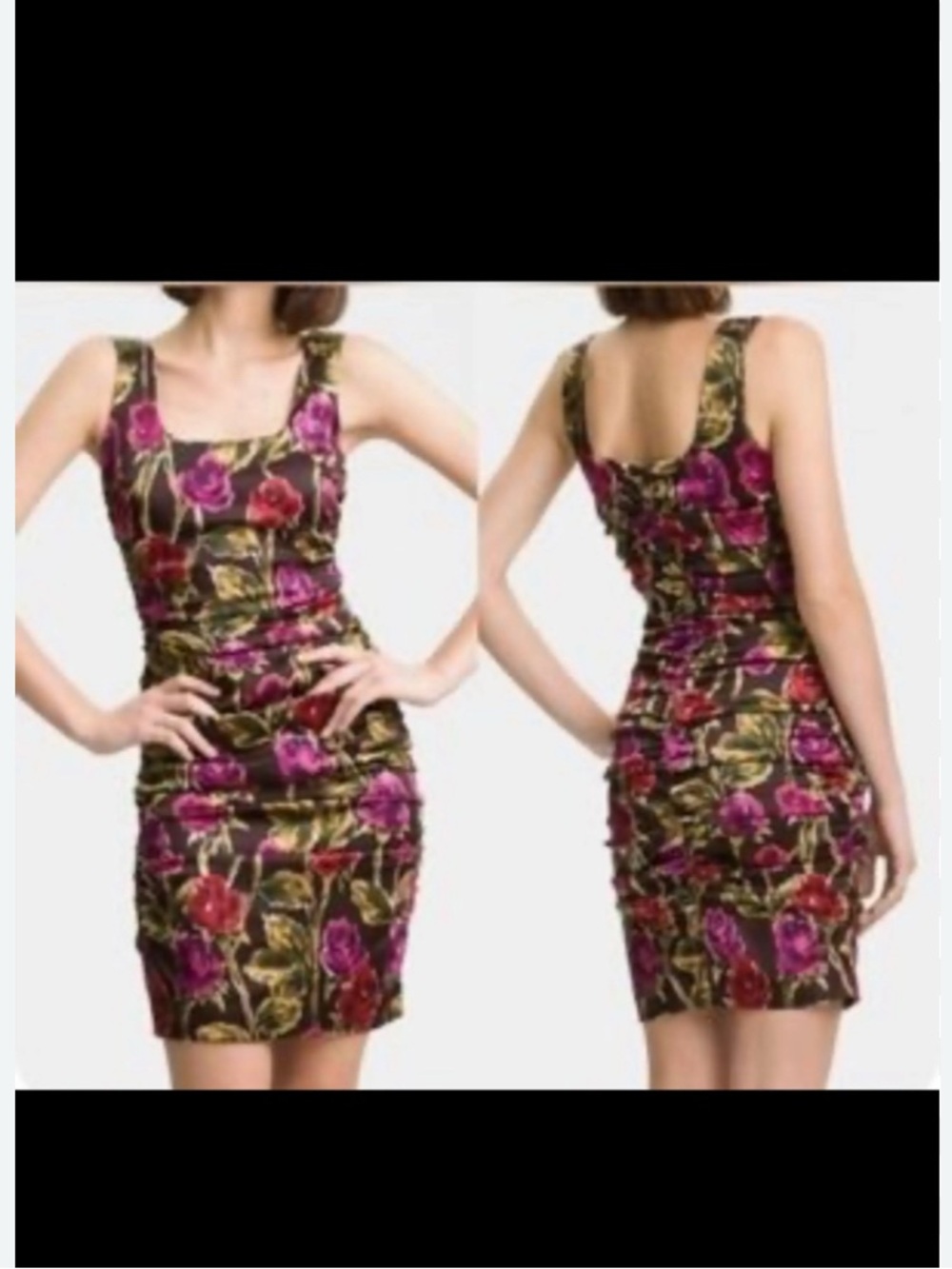 Jay Godfrey Nordstrom Brown Mini Dress with Pink and Red Rose Print